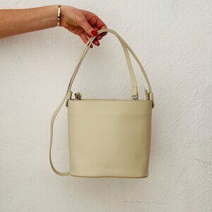 LOVIE Paris Cream Faux Leather Crossbody Satchel Purse /  French Girl Aesthetic